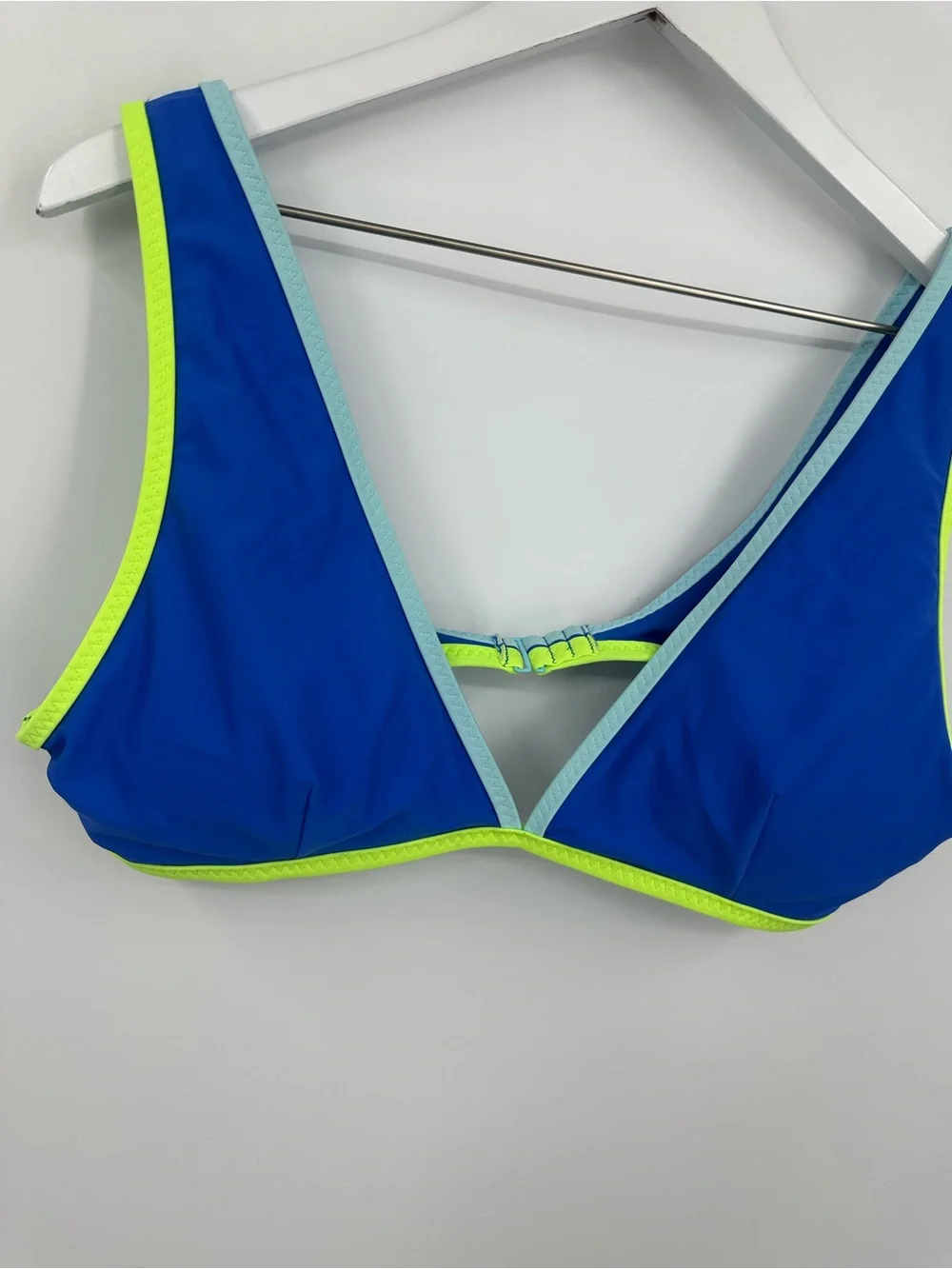Aerie Blue And Green Scoop Bikini Top Size XL Swim Beach Boho